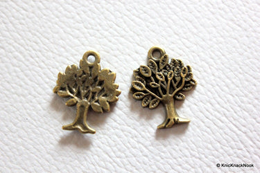 5 x Bronze Tone Tree Charm Pendant 17mm x 21mm